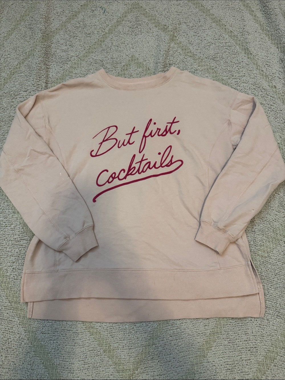 Wildfox But First, Cocktails Graphic Sweatshirt Pink Pullover Size Small